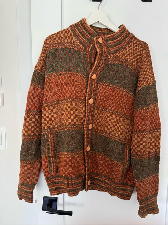 Other - Men's woolen knit Sweater Cardigan - Orange & Green